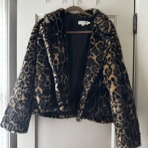 Leopard faux fur jacket